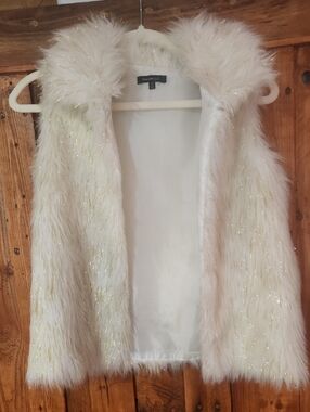 Takara Ivory Faux Fur Teddy Jacket with Gold Lurex